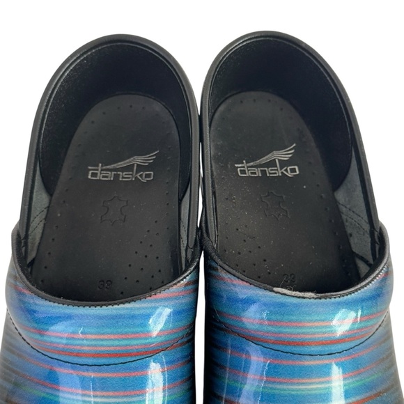 Dansko Teal Striped Clogs - Size 39 US 8.5-9 Comfort Work Shoes Nurse - Picture 3 of 10